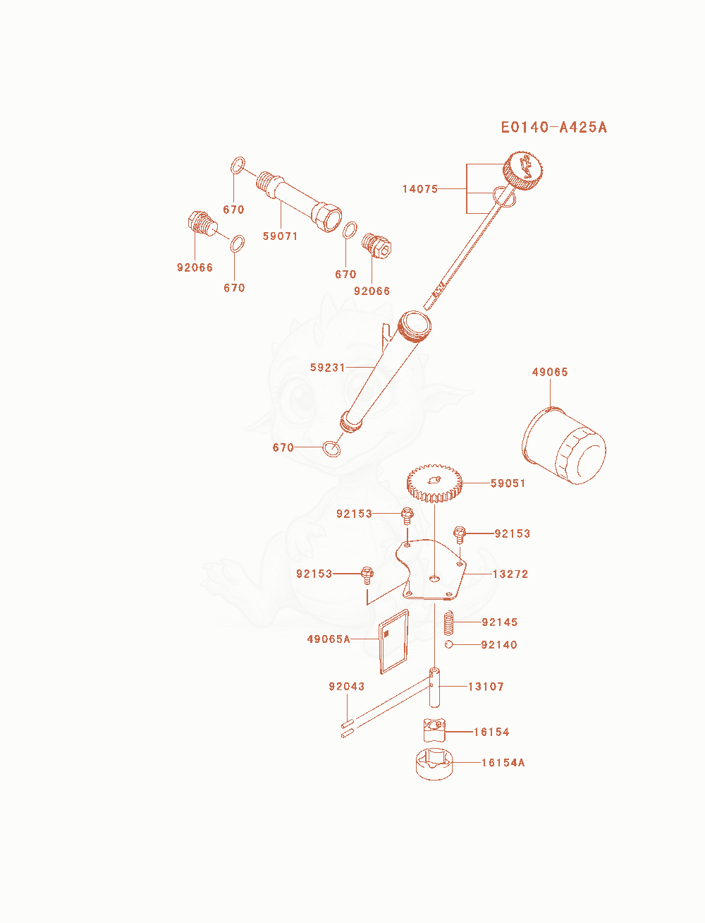 Despiece del Lubrication-Equipment de un motor Kawasaki FX751V-AS06, con globos numerados