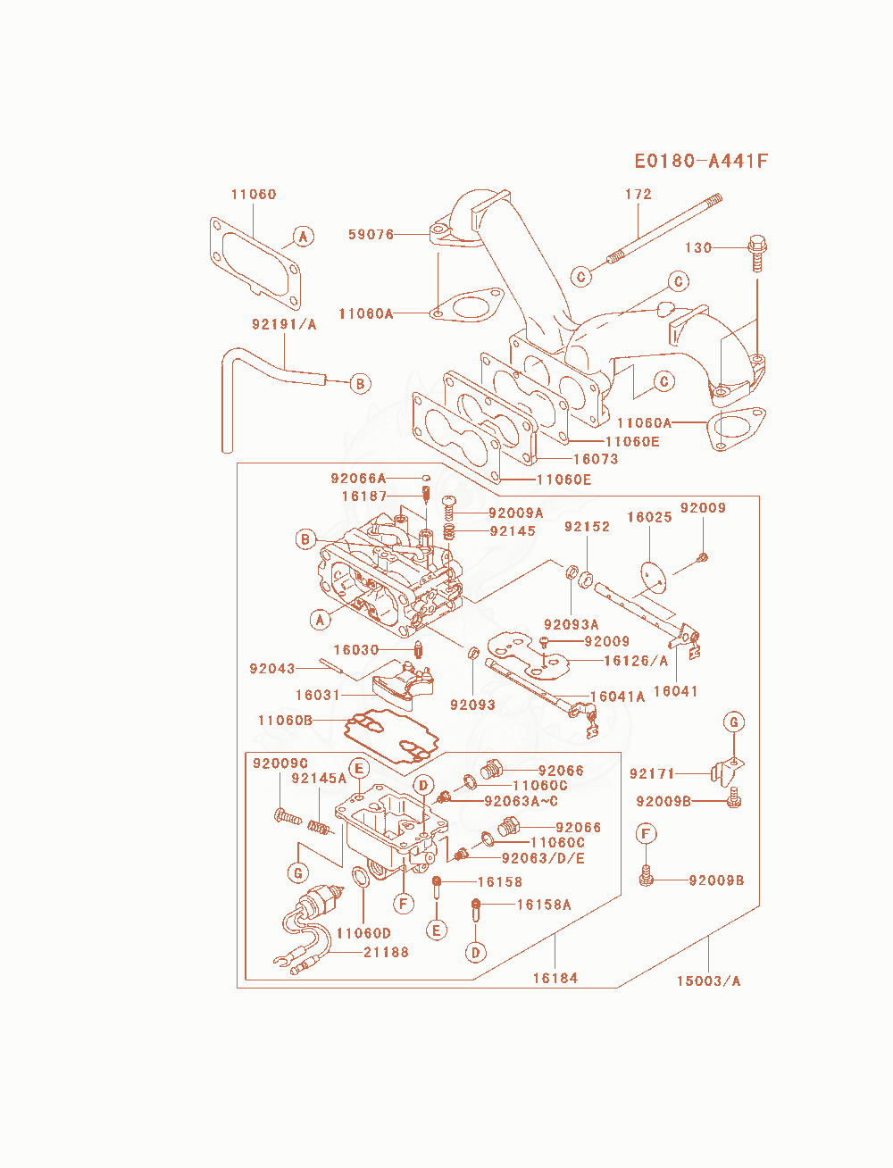 Exploded parts diagram of the Carburetor of a Kawasaki FH680V-AS19 engine, with numbered balloons