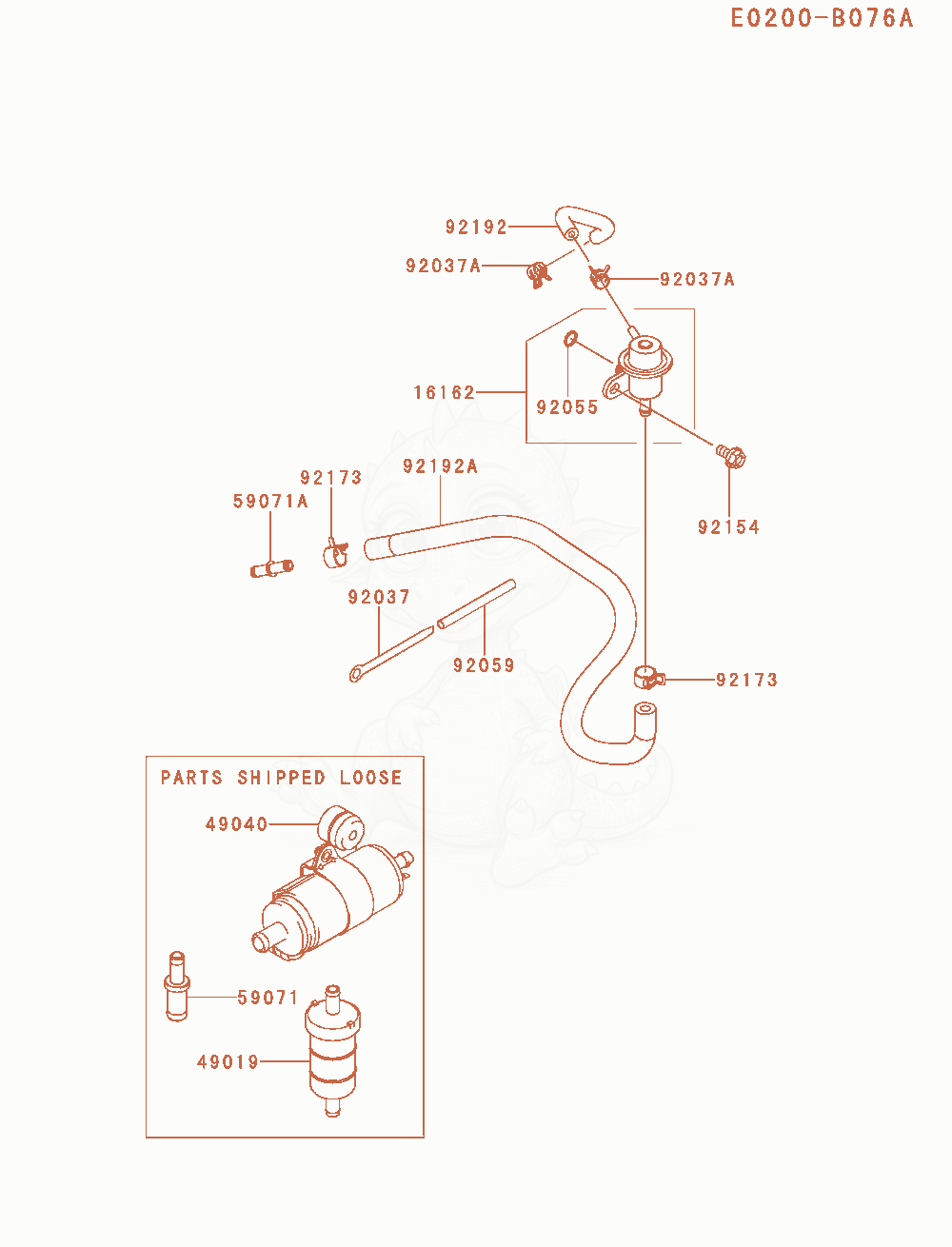 Exploded parts diagram of the Fuel-Tank / Fuel-Valve of a Kawasaki FD851D-MS04 engine, with numbered balloons