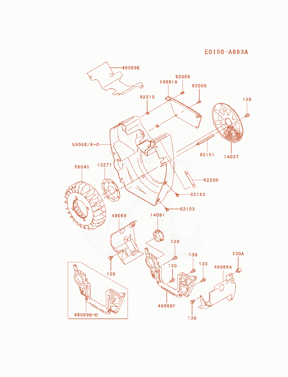 Exploded parts diagram of the Cooling-Equipment of a Kawasaki FH721D-AS05 engine, with numbered balloons