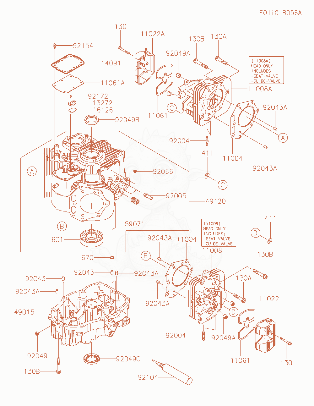 Exploded parts diagram of the Cylinder / Crankcase of a Kawasaki FX850V-AR06 engine, with numbered balloons