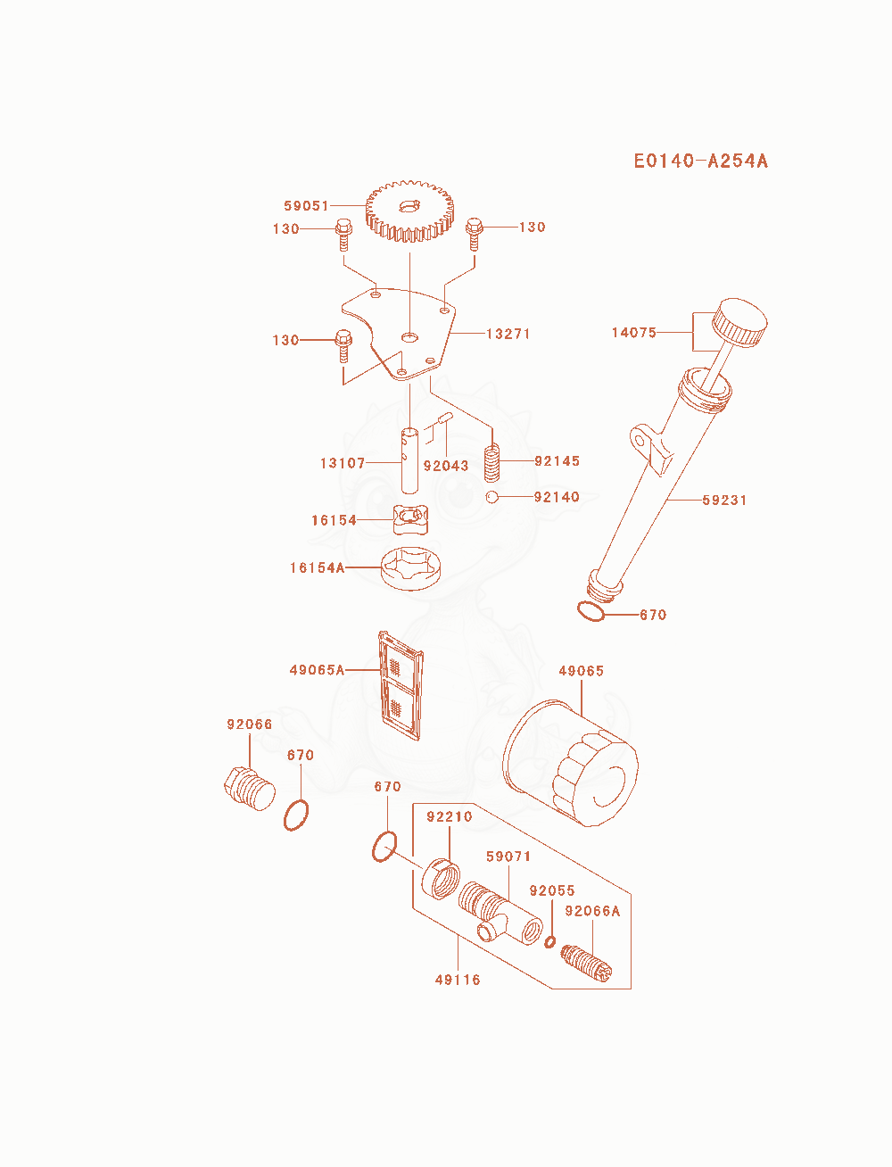 Despiece del Lubrication-Equipment de un motor Kawasaki FH680V-AS26, con globos numerados