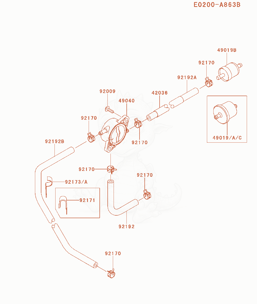 Exploded parts diagram of the Fuel-Tank / Fuel-Valve of a Kawasaki FR541V-CS00 engine, with numbered balloons