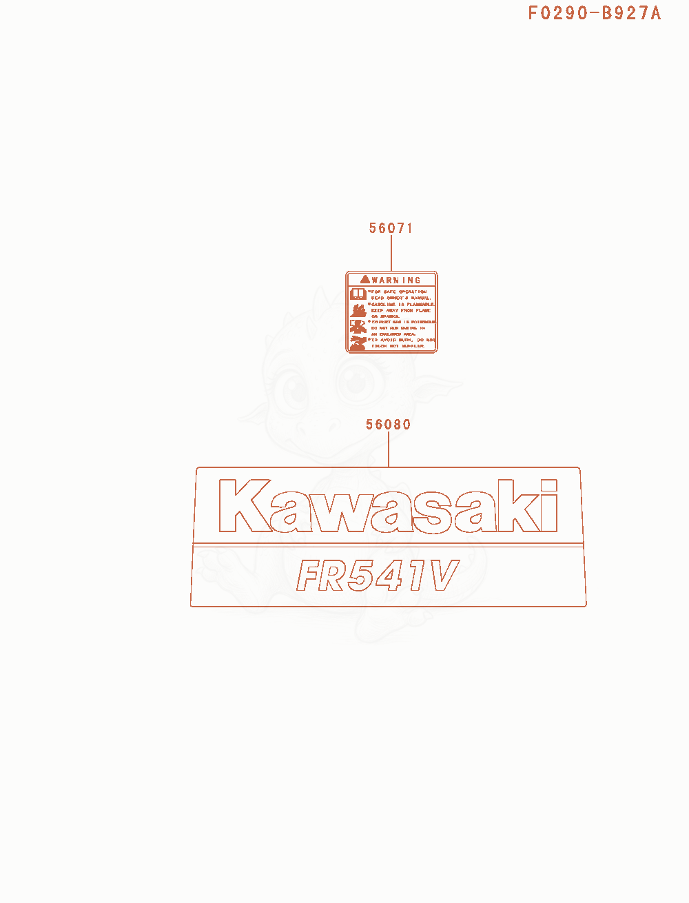 Exploded parts diagram of the Label of a Kawasaki FR541V-AS09 engine, with numbered balloons