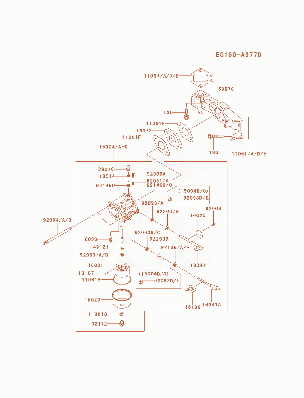 Exploded parts diagram of the Carburetor of a Kawasaki FS600V-AS13 engine, with numbered balloons