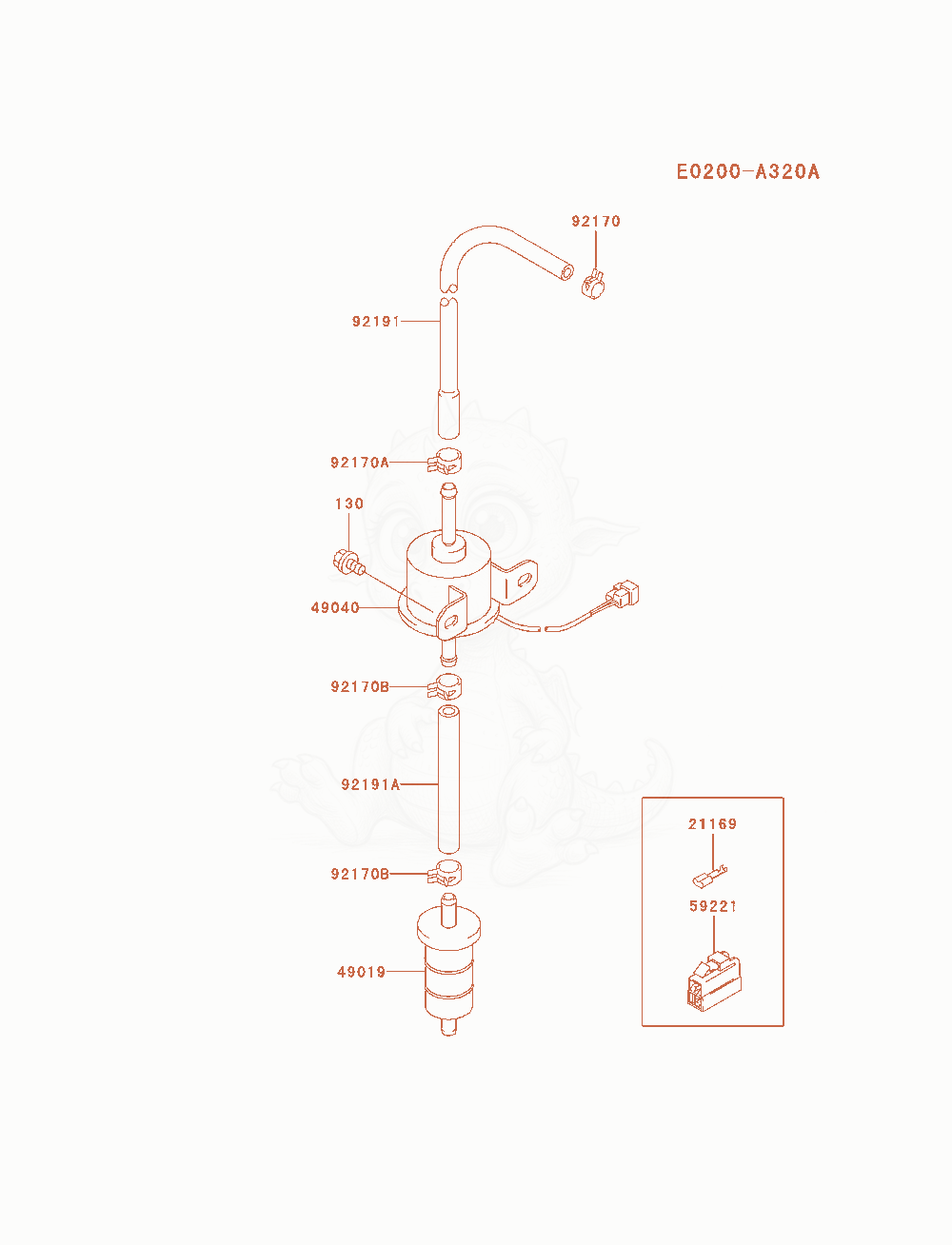 Exploded parts diagram of the Fuel-Tank / Fuel-Valve of a Kawasaki FD750D-AS01 engine, with numbered balloons