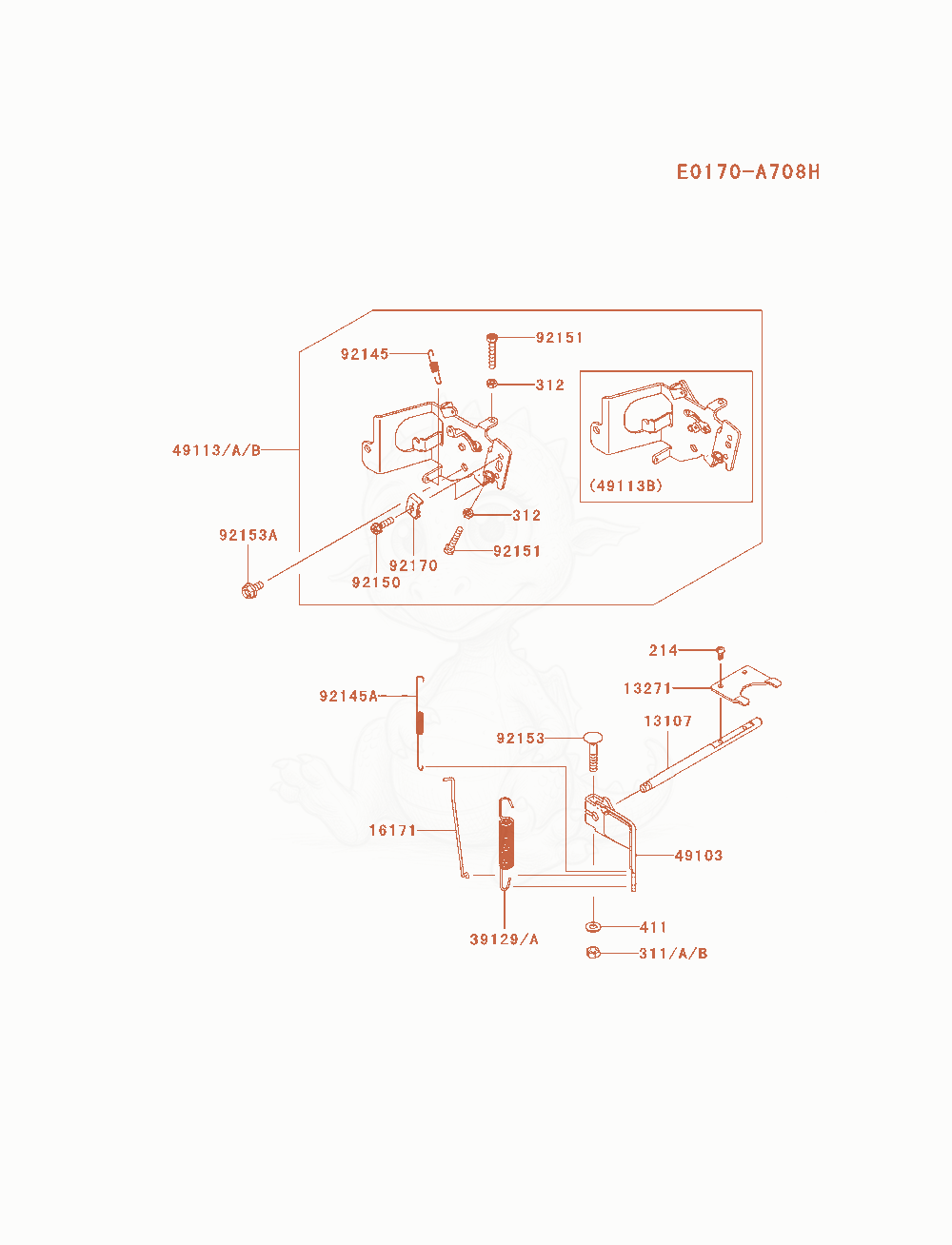 Despiece del Control-Equipment de un motor Kawasaki FS481V-AS11, con globos numerados
