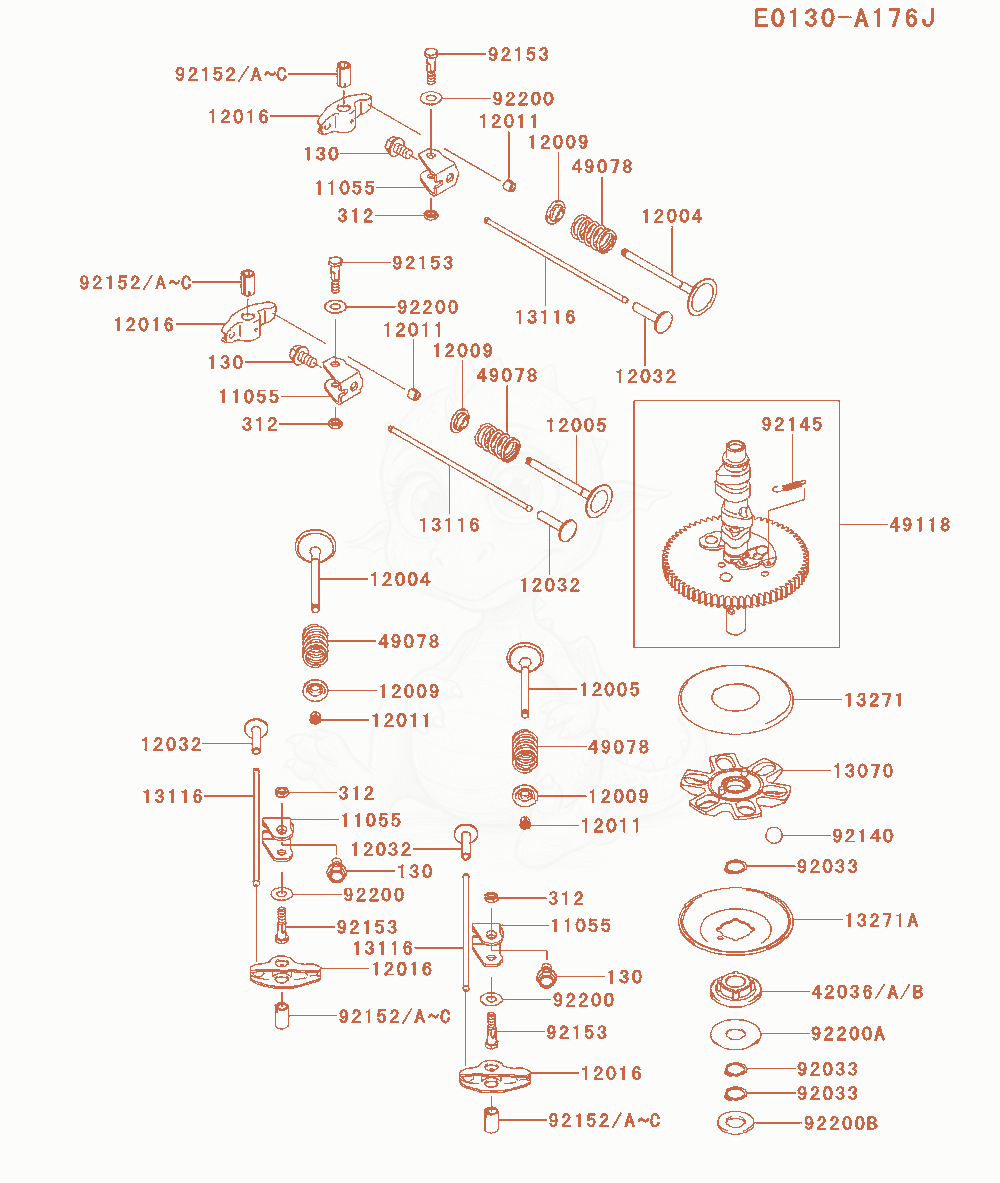 Exploded parts diagram of the Valve / Camshaft of a Kawasaki FX651V-BS00 engine, with numbered balloons