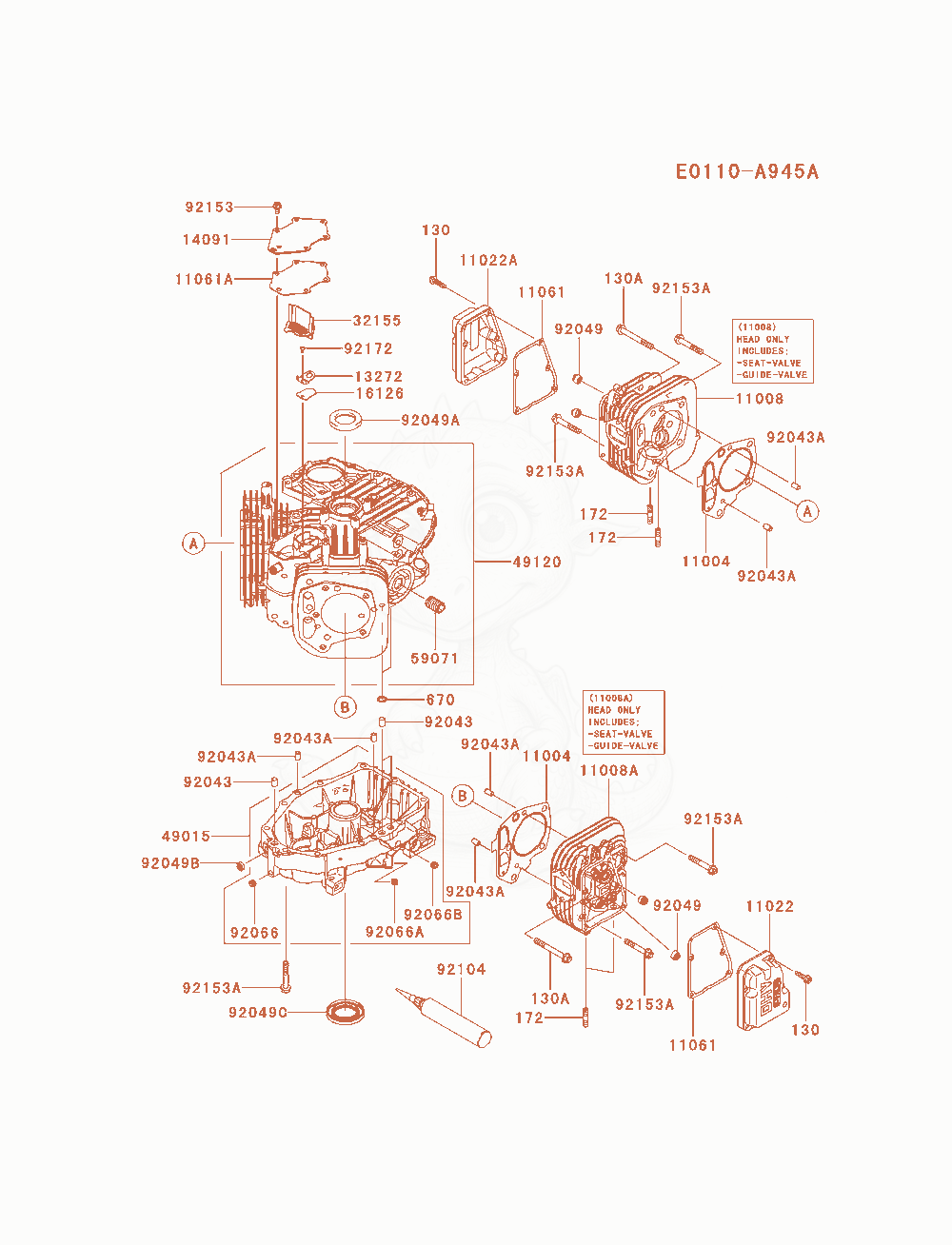 Exploded parts diagram of the Cylinder / Crankcase of a Kawasaki FX541V-DS06 engine, with numbered balloons