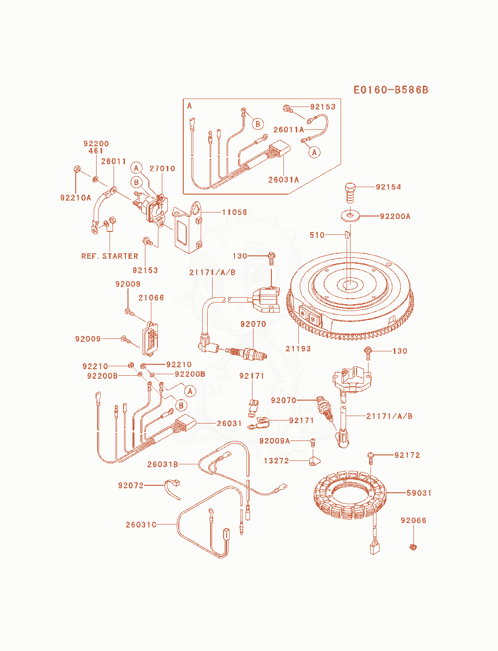 Exploded parts diagram of the Electric-Equipment of a Kawasaki FX651V-BS10 engine, with numbered balloons