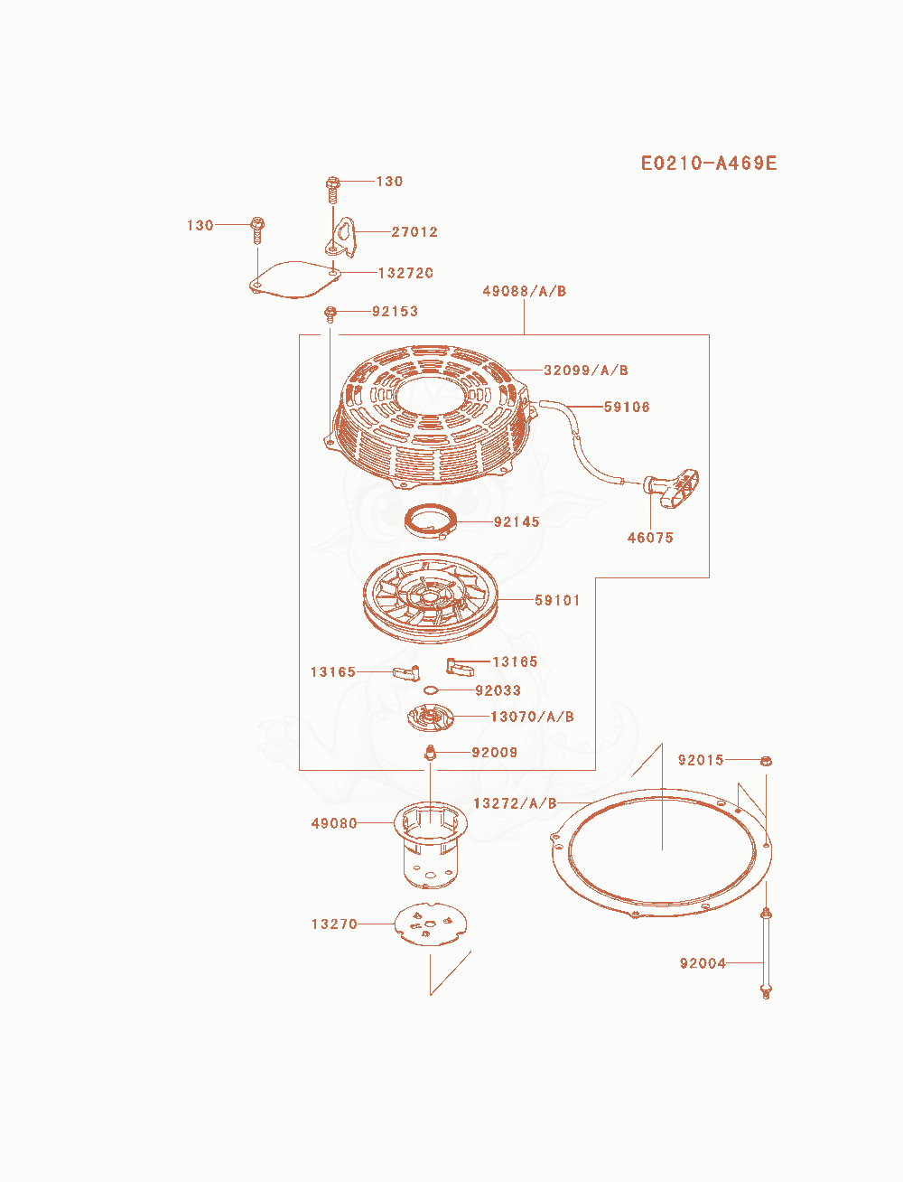 Exploded parts diagram of the Starter of a Kawasaki FS481V-AS26 engine, with numbered balloons