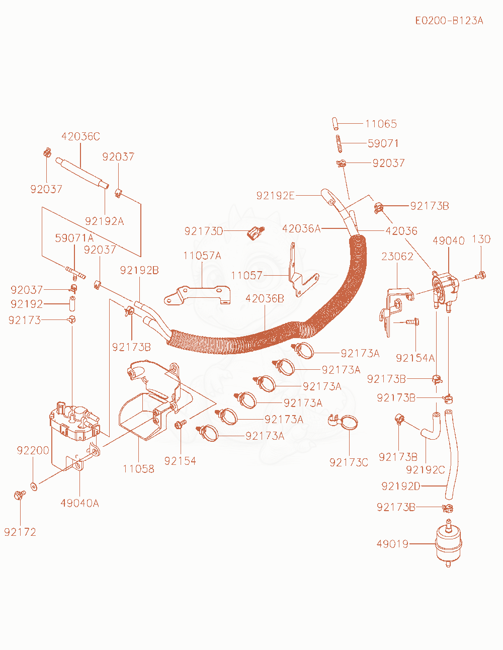 Exploded parts diagram of the Fuel-Tank / Fuel-Valve of a Kawasaki FXT00V-AW00 engine, with numbered balloons