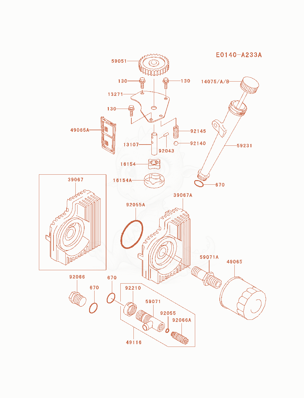 Despiece del Lubrication-Equipment de un motor Kawasaki FH721V-AS04, con globos numerados