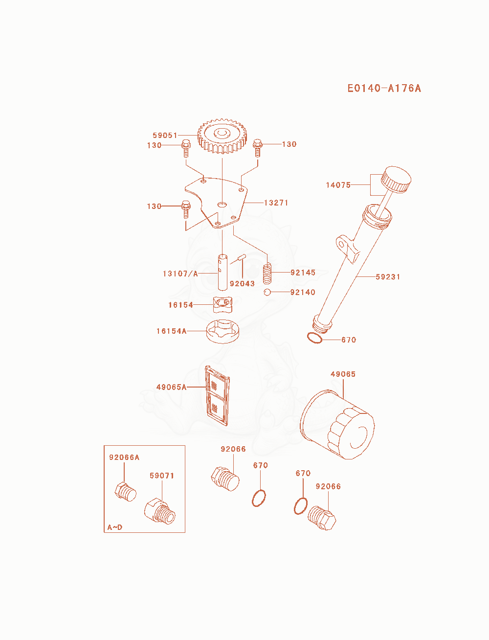 Despiece del Lubrication-Equipment de un motor Kawasaki FH680V-AS09, con globos numerados