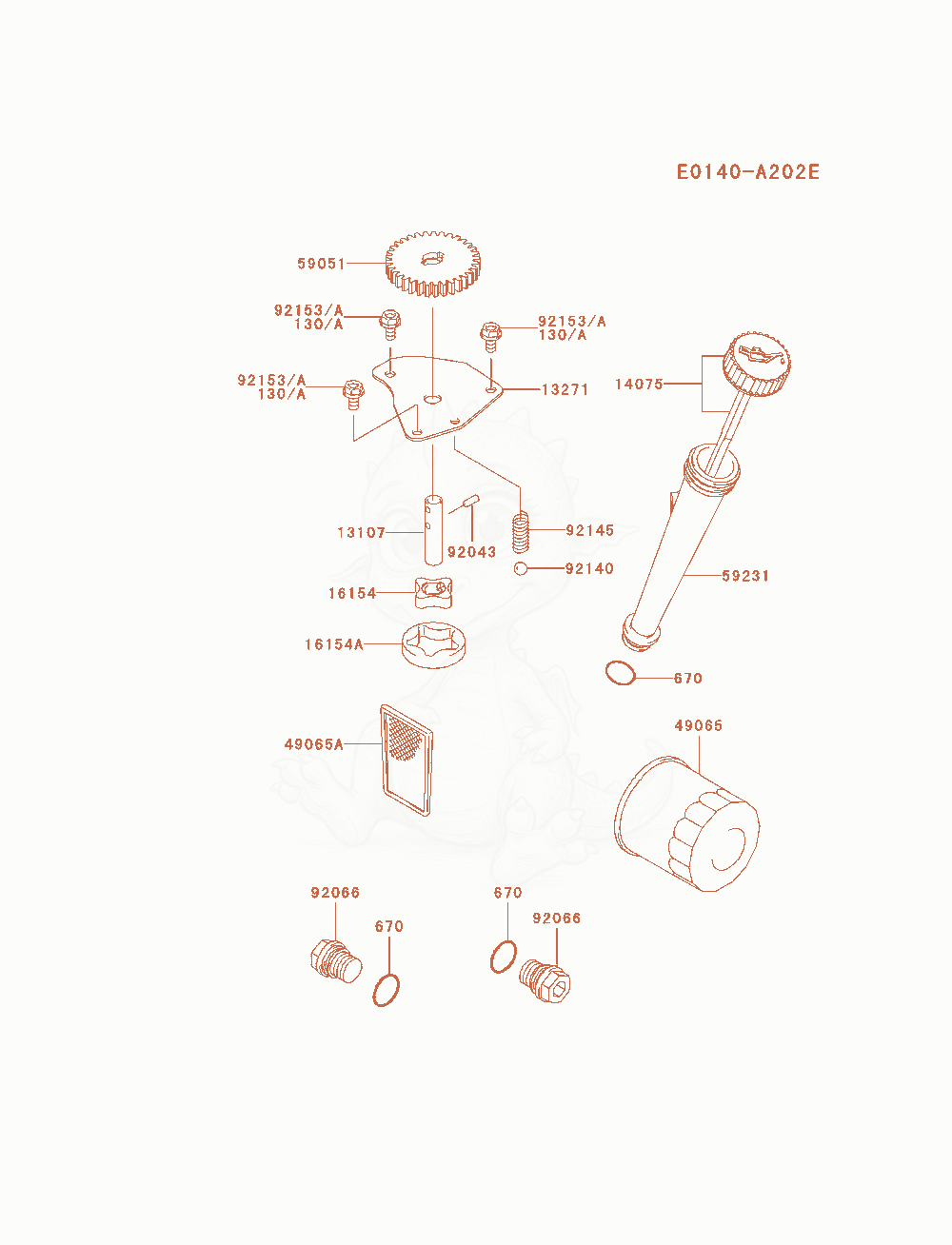 Despiece del Lubrication-Equipment de un motor Kawasaki FH580V-AS35, con globos numerados