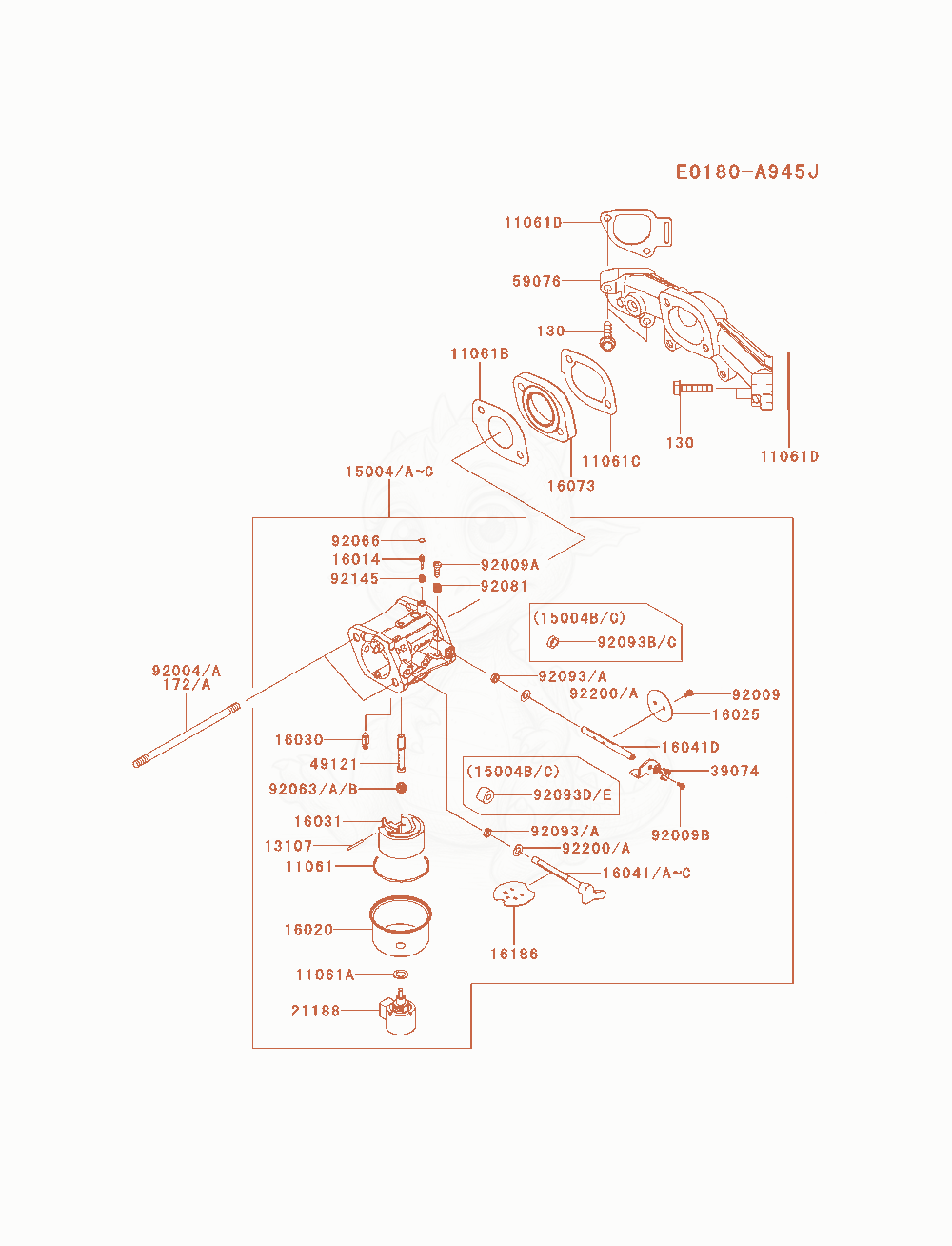 Exploded parts diagram of the Carburetor of a Kawasaki FS691V-AS04 engine, with numbered balloons