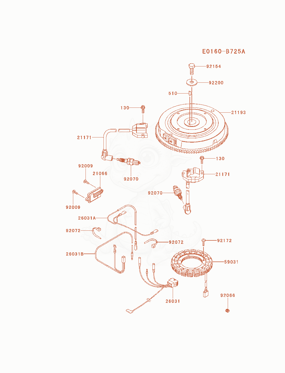 Exploded parts diagram of the Electric-Equipment of a Kawasaki FX600V-AS16 engine, with numbered balloons