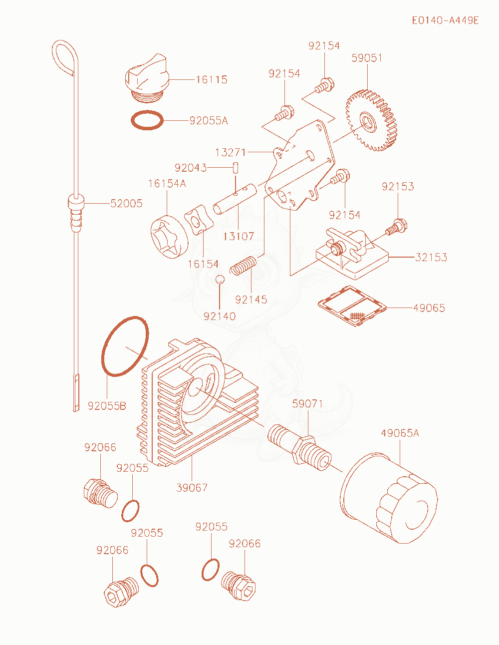 Exploded parts diagram of the Lubrication-Equipment of a Kawasaki FH721D-GS08 engine, with numbered balloons