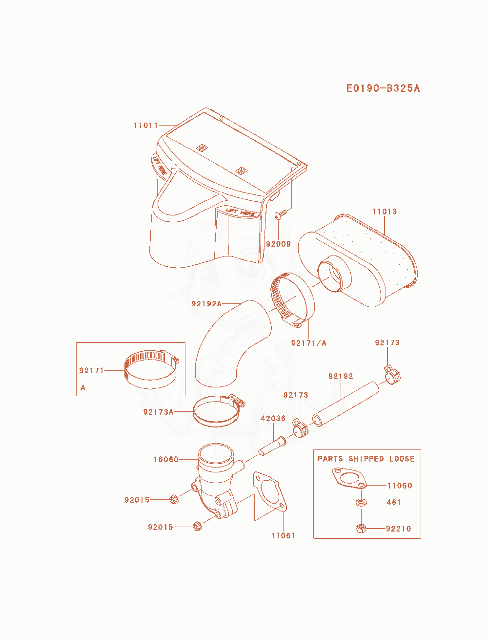 Exploded parts diagram of the Air-Filter / Muffler of a Kawasaki FR691V-AS00 engine, with numbered balloons
