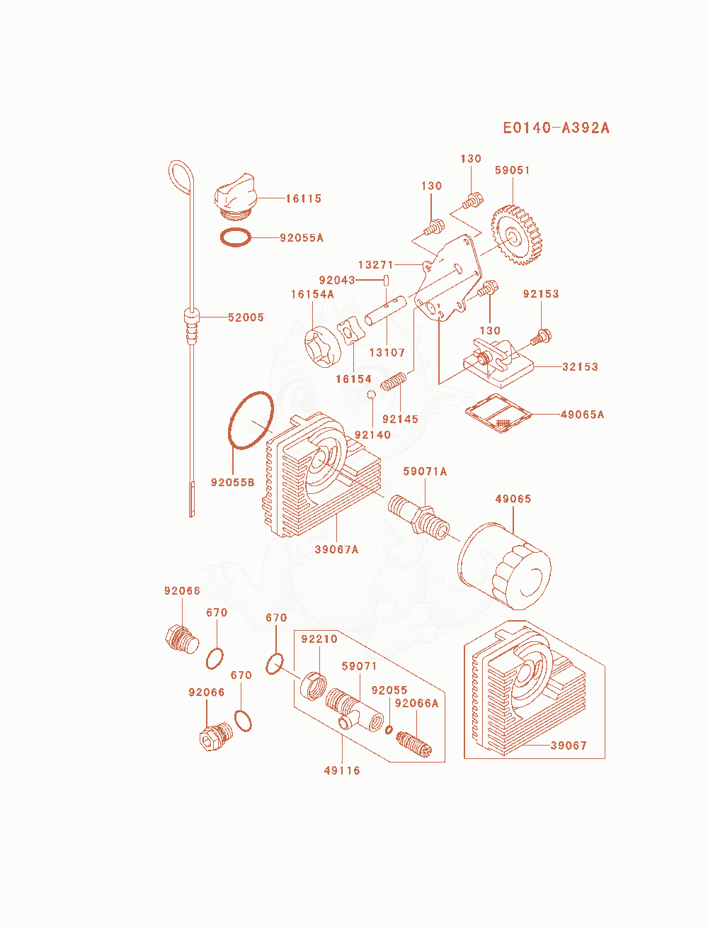 Exploded parts diagram of the Lubrication-Equipment of a Kawasaki FH721D-AS07 engine, with numbered balloons