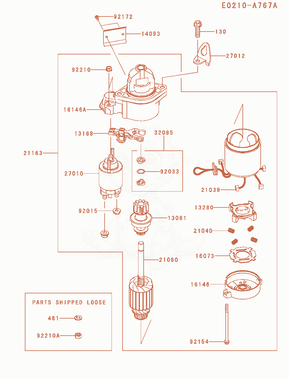 Exploded parts diagram of the Starter of a Kawasaki FS541V-CS30 engine, with numbered balloons