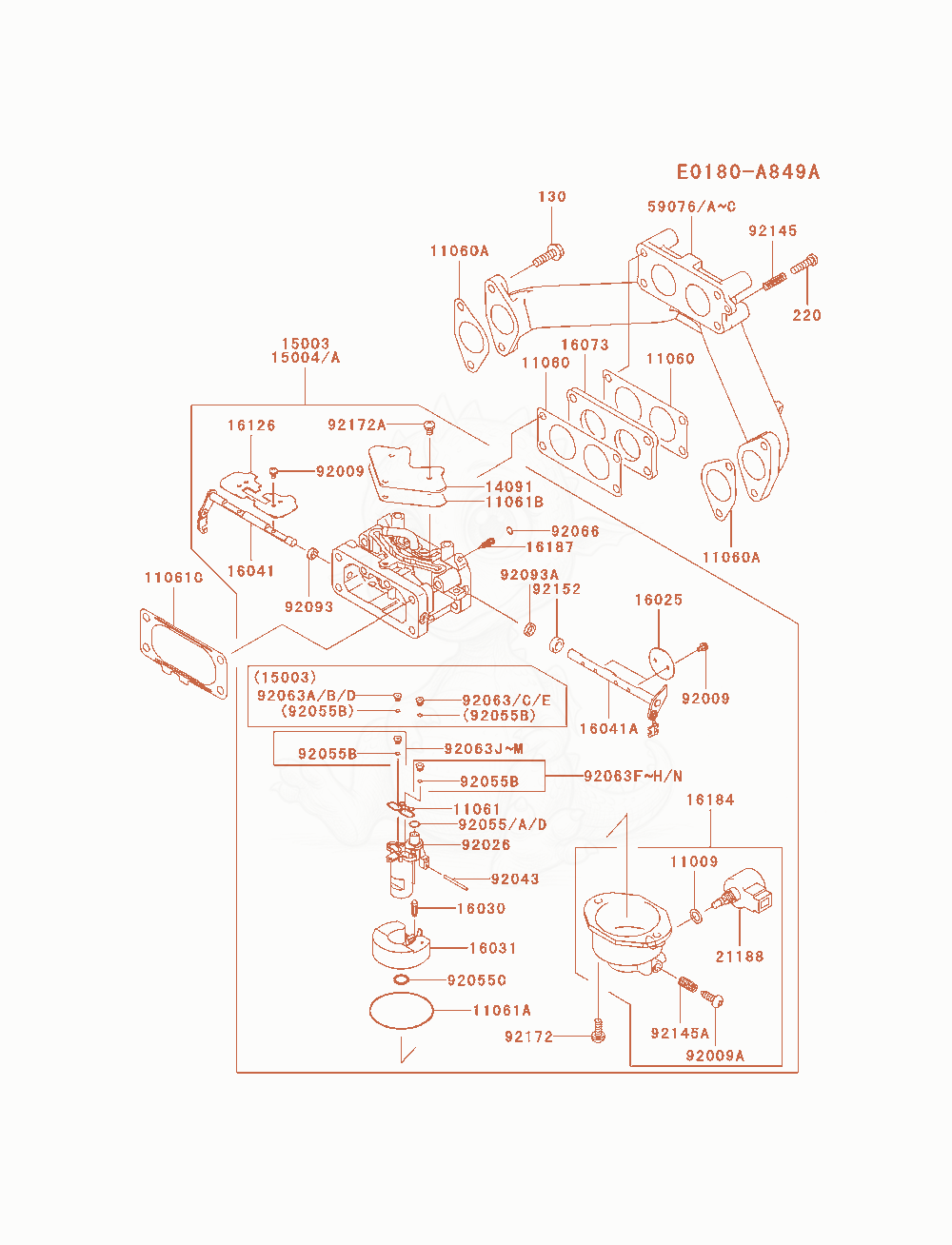 Exploded parts diagram of the Carburetor of a Kawasaki FH770D-DS05 engine, with numbered balloons