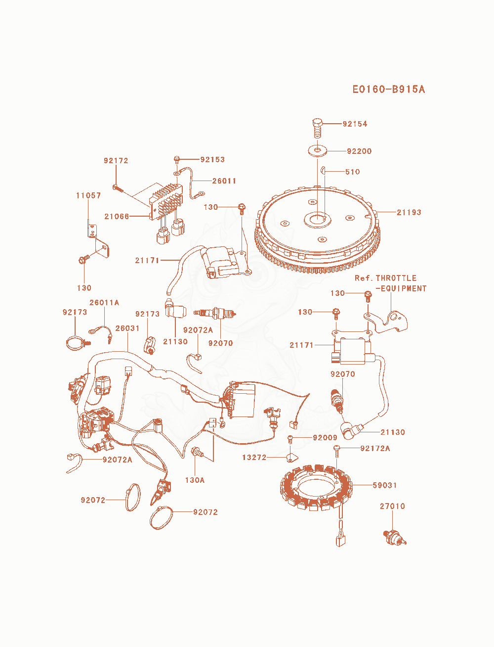 Despiece del Electric-Equipment(Bs41) de un motor Kawasaki FS730V-BS41, con globos numerados