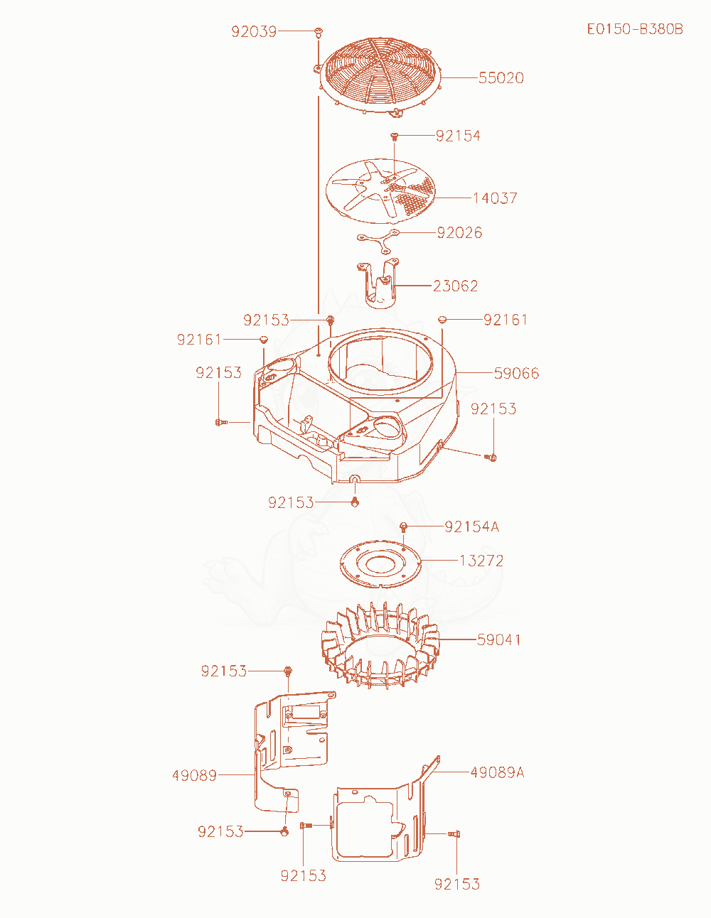 Exploded parts diagram of the Cooling-Equipment of a Kawasaki FS541V-JS08 engine, with numbered balloons