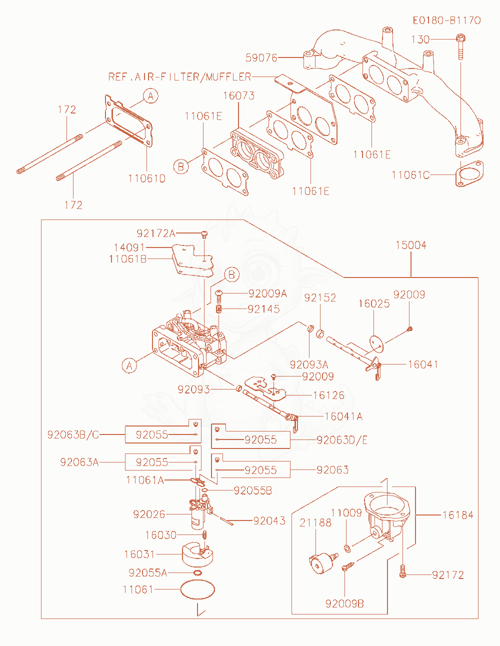Exploded parts diagram of the Carburetor of a Kawasaki FX850V-AR06 engine, with numbered balloons