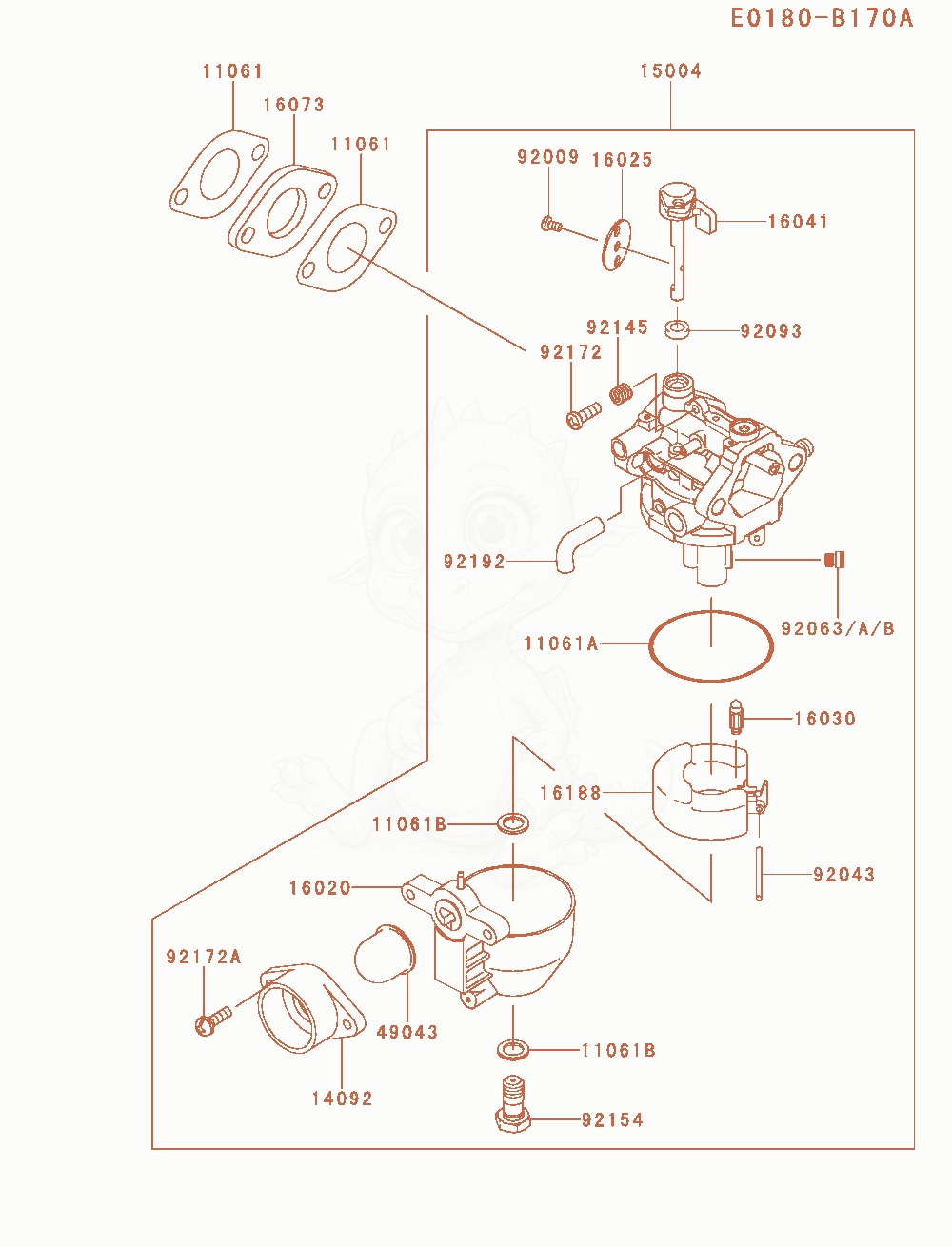 Exploded parts diagram of the Carburetor(Am00) of a Kawasaki FJ180V-AM00 engine, with numbered balloons