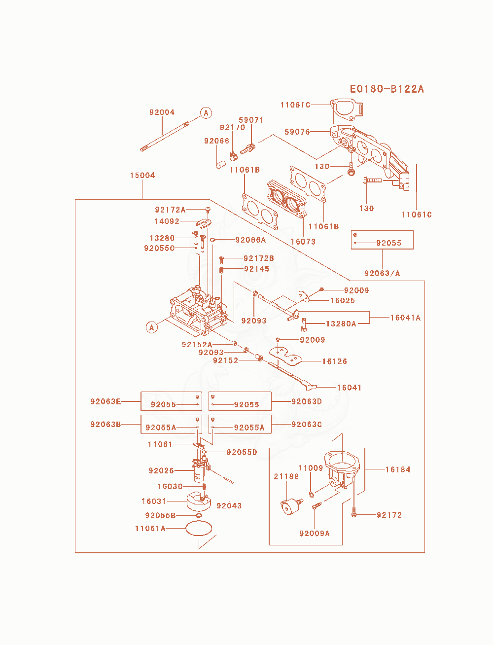 Exploded parts diagram of the Carburetor(2 / 2) of a Kawasaki FX691V-AS24 engine, with numbered balloons
