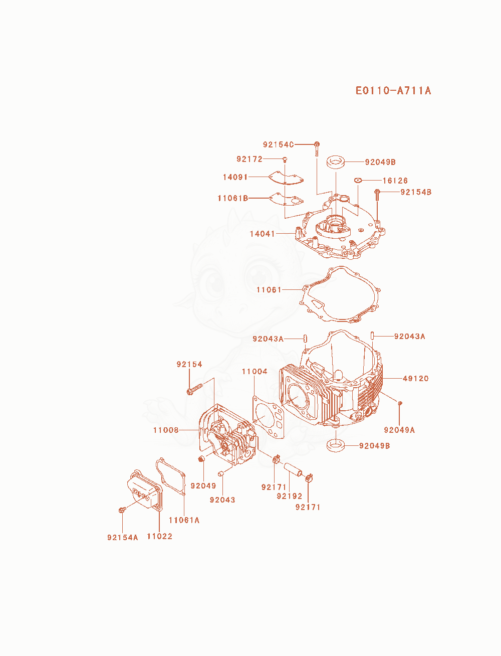 Exploded parts diagram of the Cylinder / Crankcase of a Kawasaki FJ180V-AM01 engine, with numbered balloons