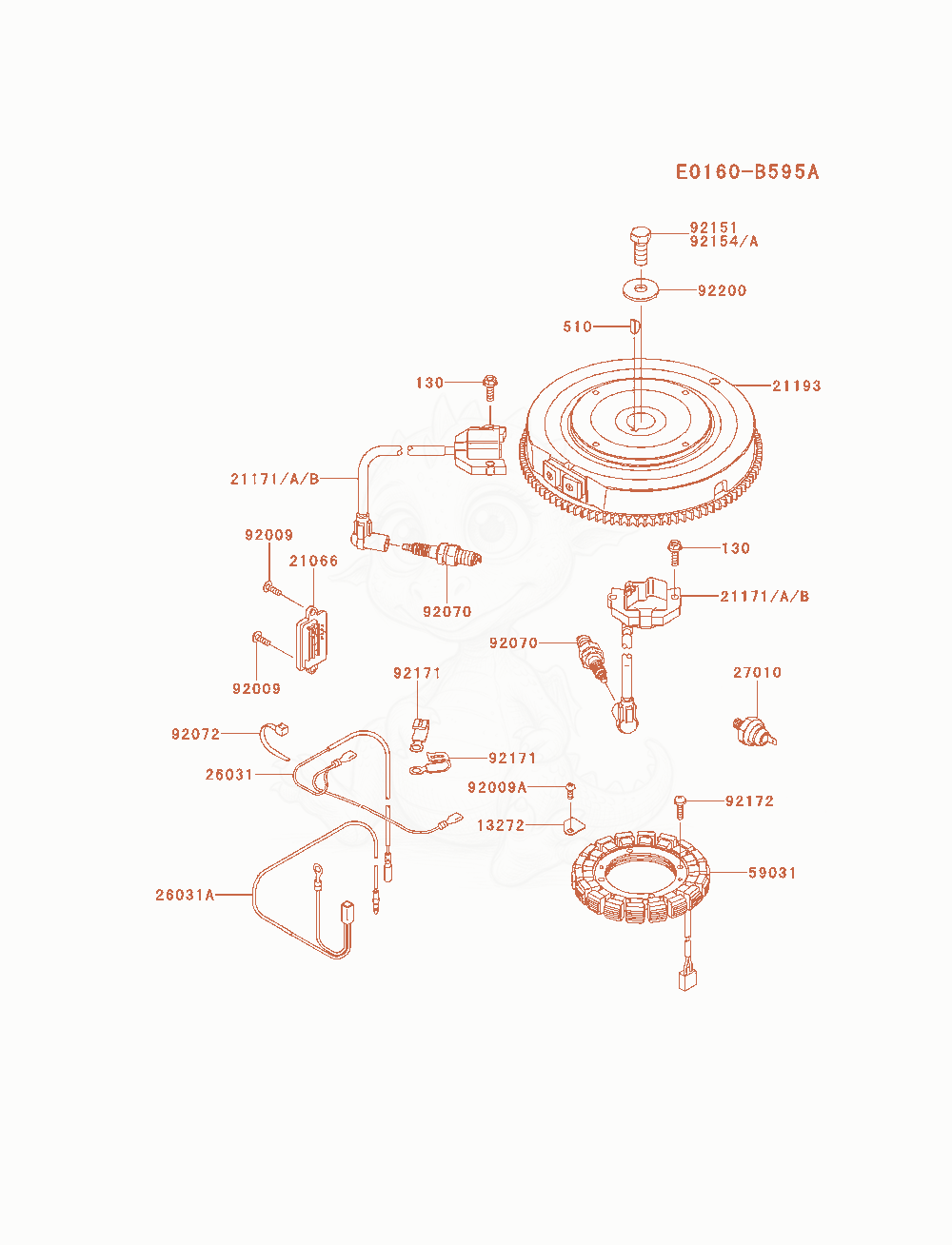 Exploded parts diagram of the Electric-Equipment of a Kawasaki FX730V-AS08 engine, with numbered balloons
