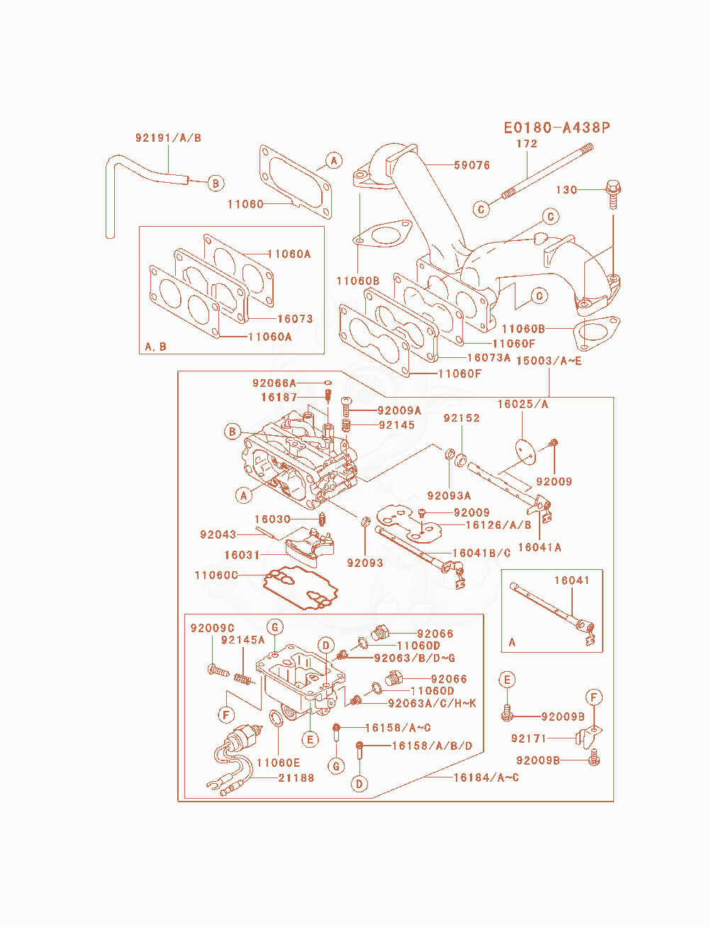 Exploded parts diagram of the Carburetor of a Kawasaki FH680V-AS07 engine, with numbered balloons
