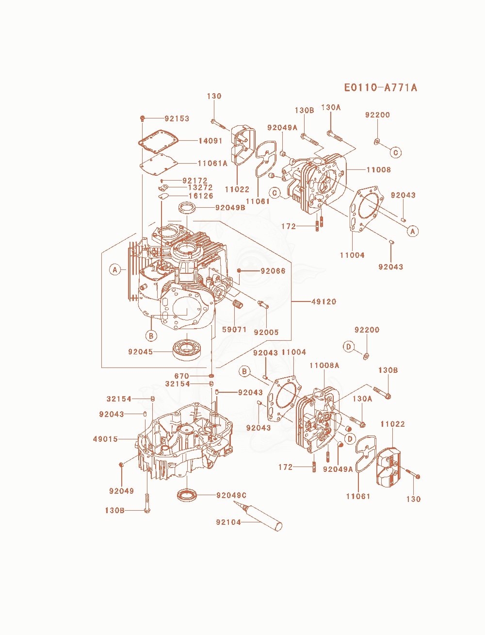 Exploded parts diagram of the Cylinder / Crankcase of a Kawasaki FX850V-AS02 engine, with numbered balloons