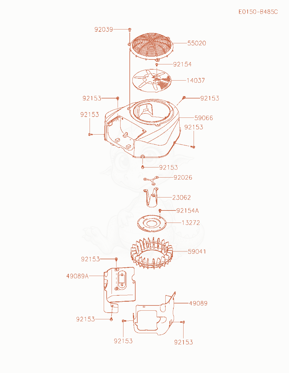 Exploded parts diagram of the Cooling-Equipment of a Kawasaki FR651V-AR13 engine, with numbered balloons