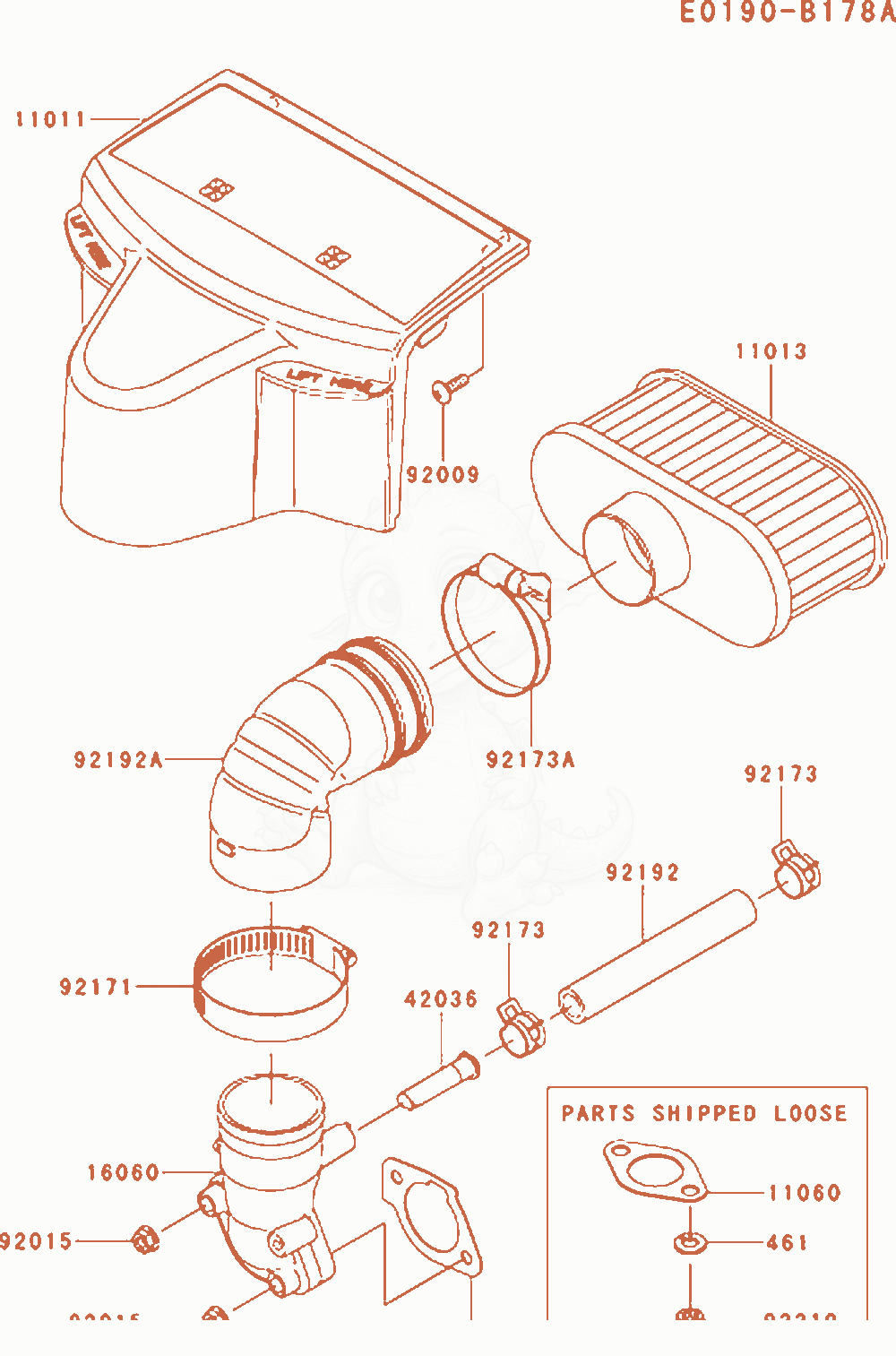 Exploded parts diagram of the Air-Filter / Muffler of a Kawasaki FR651V-AS07 engine, with numbered balloons