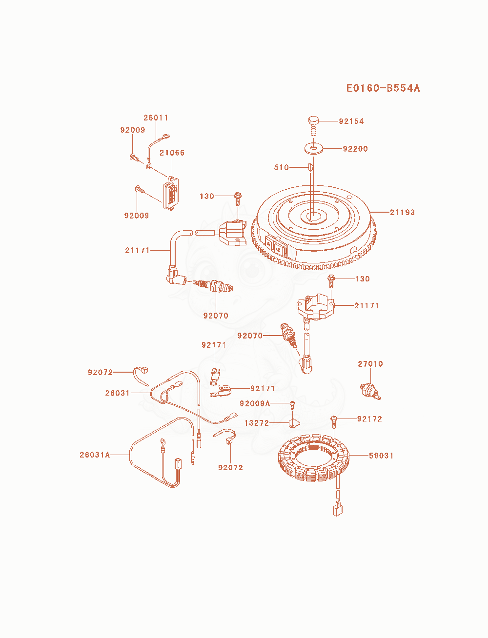 Despiece del Electric-Equipment de un motor Kawasaki FS691V-BS09, con globos numerados
