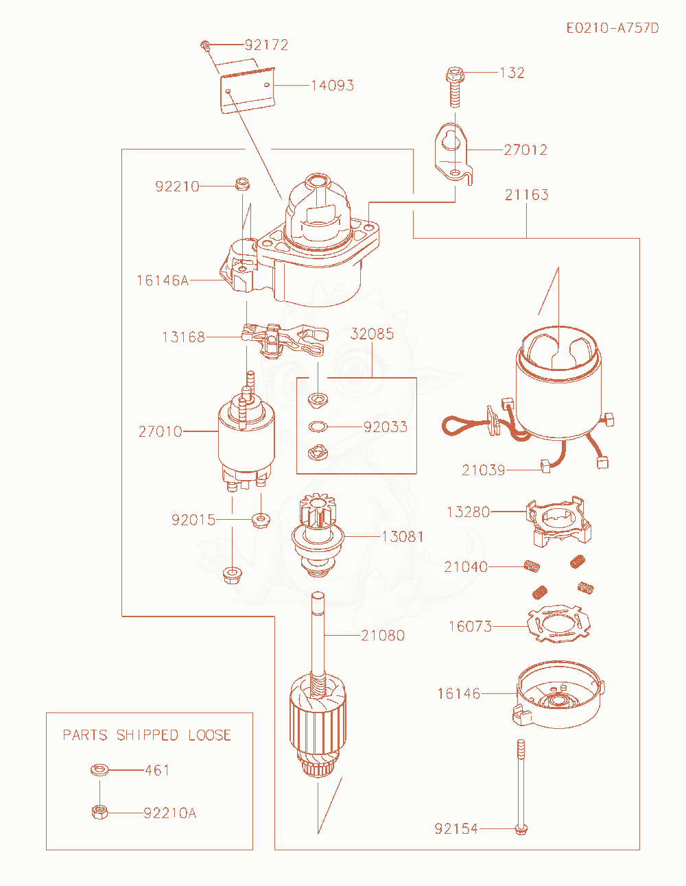 Exploded parts diagram of the Starter of a Kawasaki FX801V-AS30 engine, with numbered balloons
