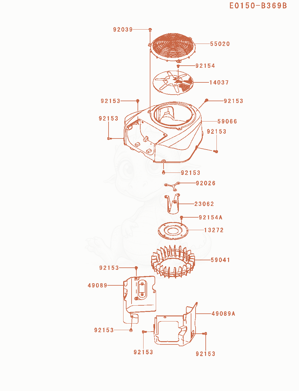 Exploded parts diagram of the Cooling-Equipment of a Kawasaki FR691V-AS30 engine, with numbered balloons