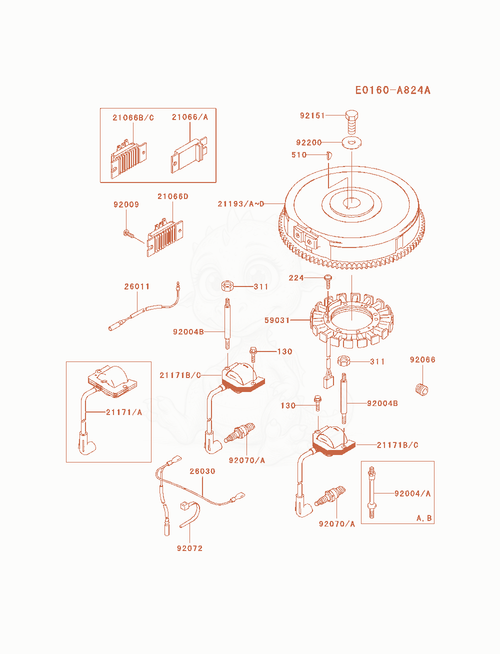 Exploded parts diagram of the Electric-Equipment of a Kawasaki FH680V-AS01 engine, with numbered balloons