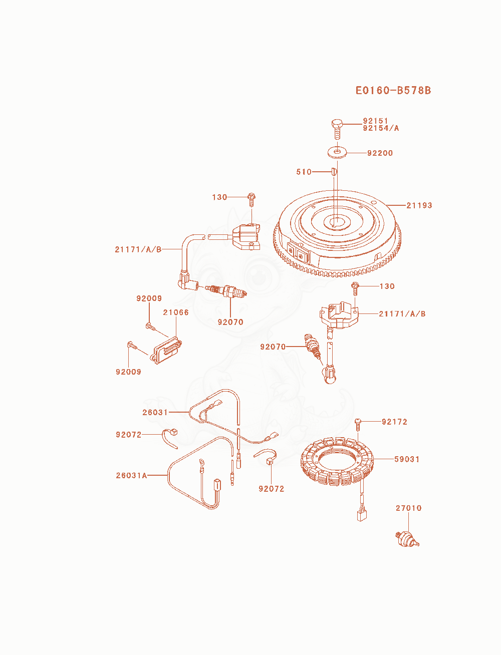 Despiece del Electric-Equipment de un motor Kawasaki FX541V-AS05, con globos numerados