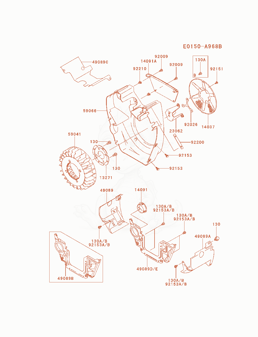 Despiece del Cooling-Equipment de un motor Kawasaki FH680D-CS01, con globos numerados