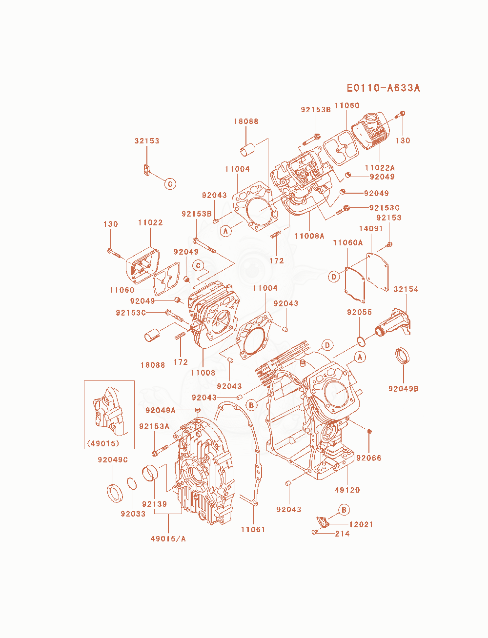 Exploded parts diagram of the Cylinder / Crankcase of a Kawasaki FH770D-AS06 engine, with numbered balloons