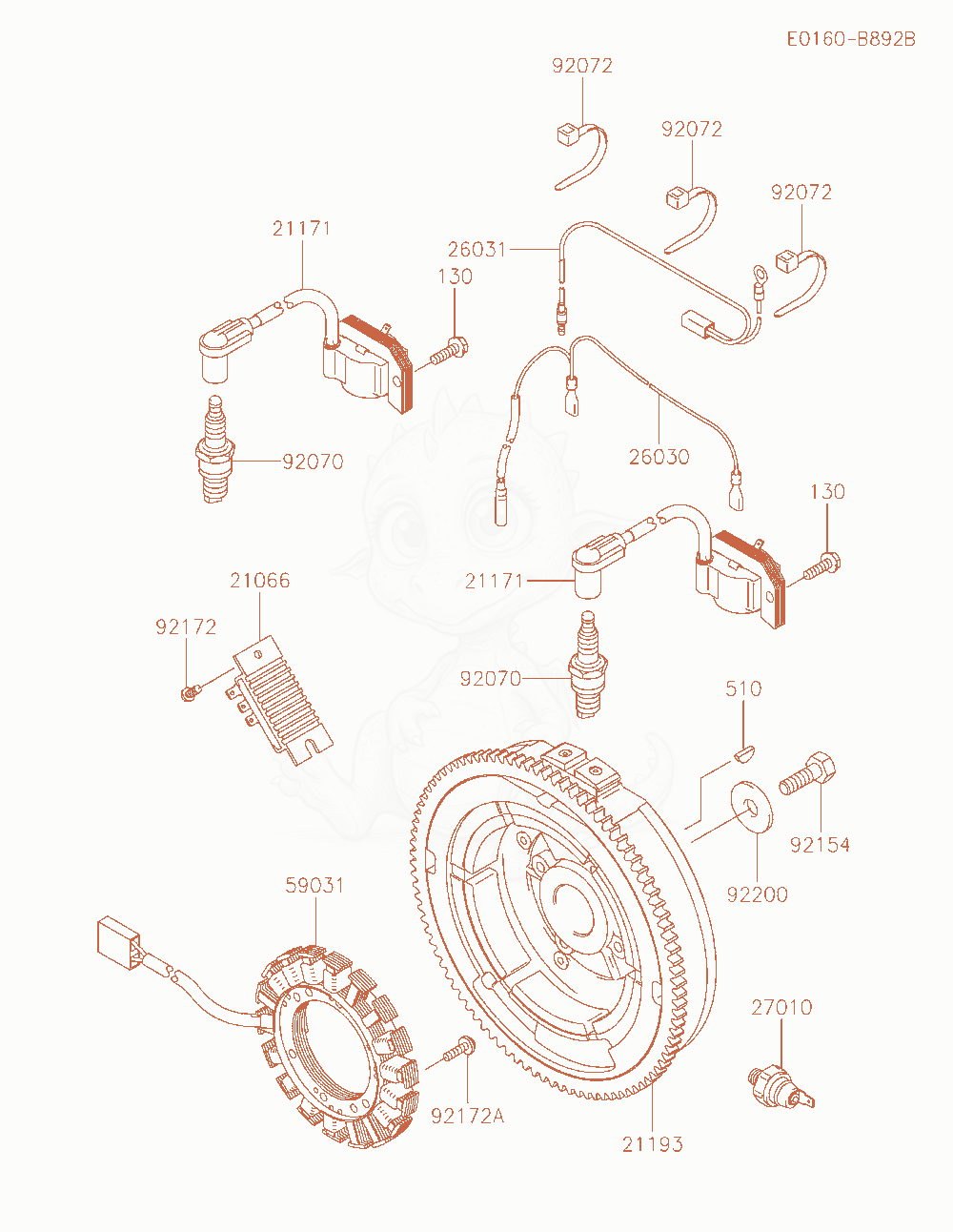 Exploded parts diagram of the Electric-Equipment of a Kawasaki FH721D-HS08 engine, with numbered balloons