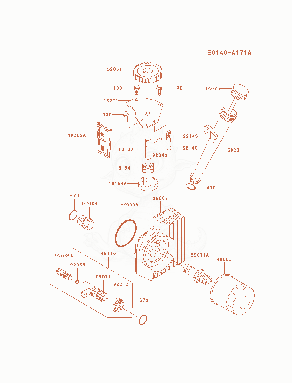 Despiece del Lubrication-Equipment de un motor Kawasaki FH721V-AS10, con globos numerados