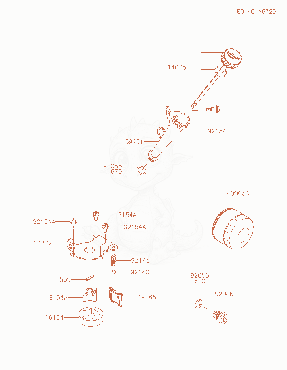 Despiece del Lubrication-Equipment de un motor Kawasaki FR541V-GS00, con globos numerados