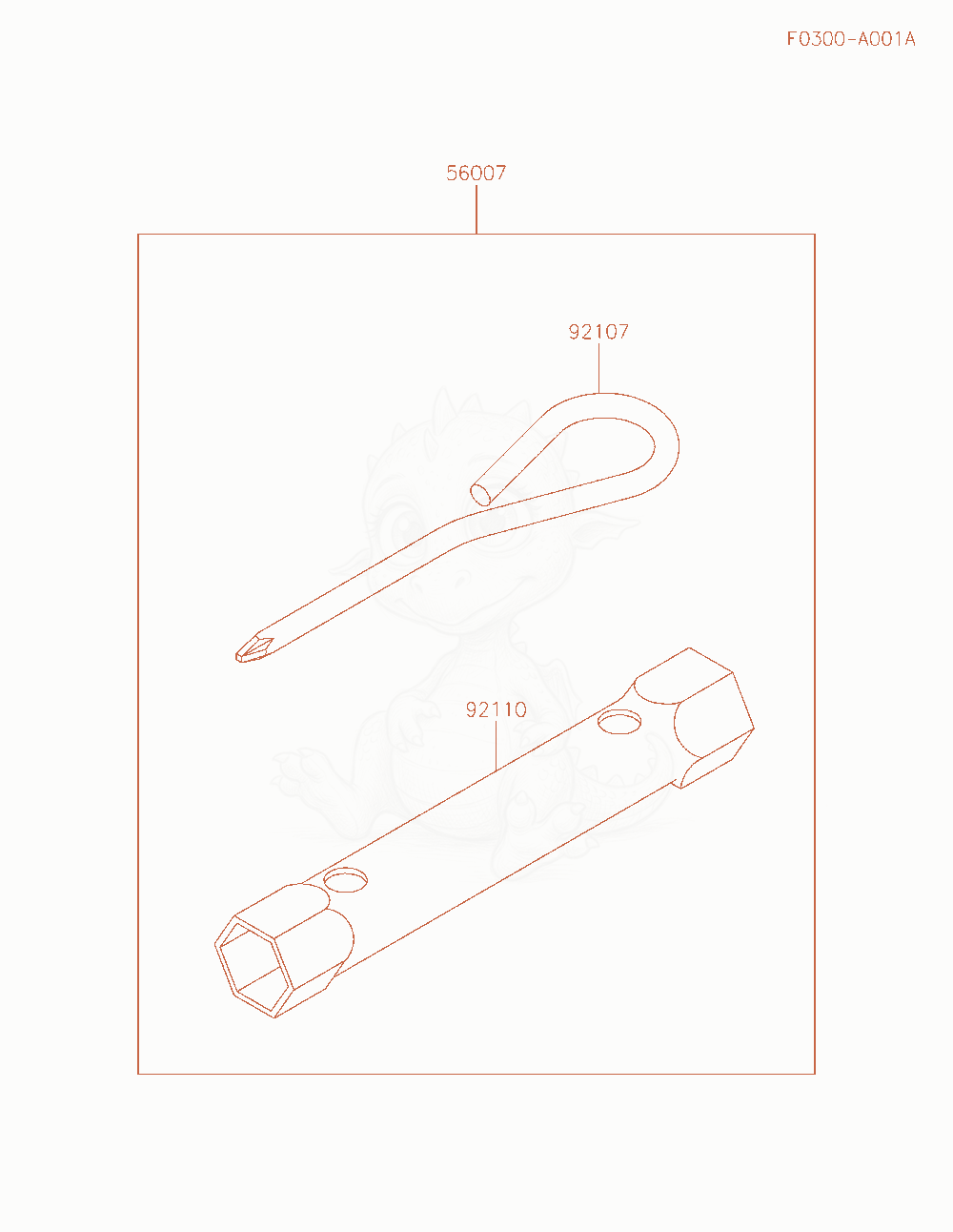 Despiece del Tool de un motor Kawasaki FS691V-BE51, con globos numerados