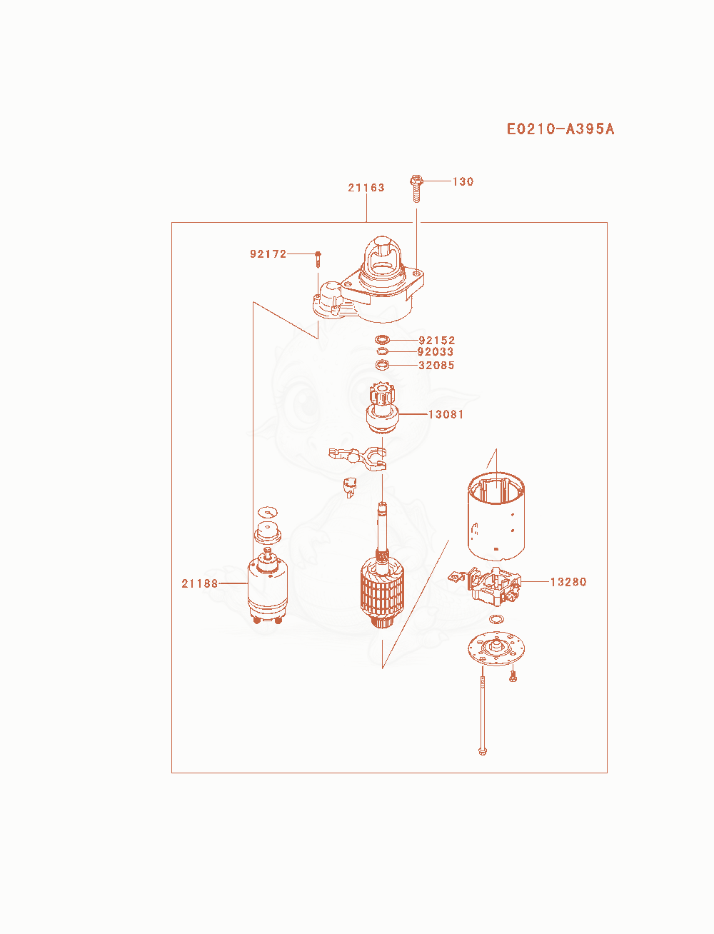 Exploded parts diagram of the Starter of a Kawasaki FX921V-AS00 engine, with numbered balloons