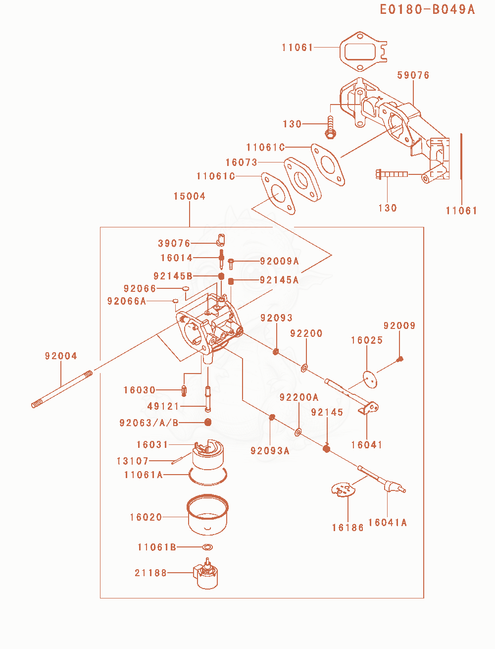 Exploded parts diagram of the Carburetor of a Kawasaki FS541V-AS02 engine, with numbered balloons